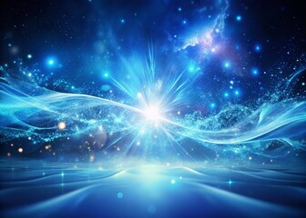 Obraz premium Abstract Blue Particle Flow: Upward Movement Double Exposure Background