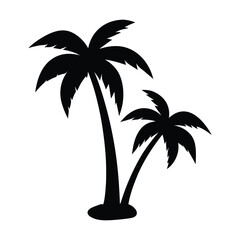 double palm trees side by side vector silhouette