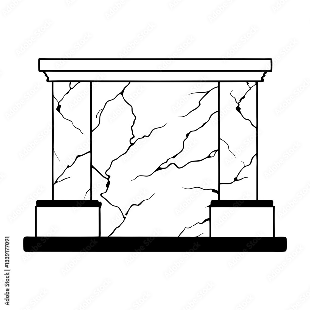 Poster a grayscale marble structure with pillars and intricate detailing, ideal for historical or architect