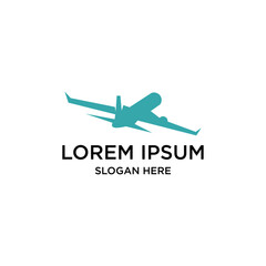 Teal Airplane Logo Design On White Background