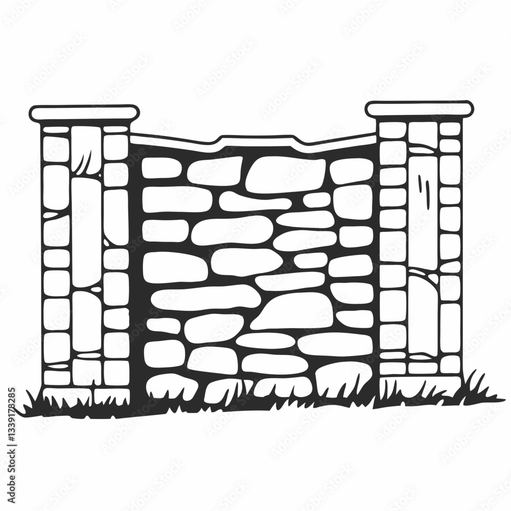 Poster a weathered stone wall with a simple design, creating a sense of history and structure