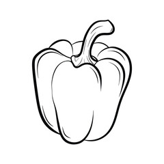 Black and White Bell Pepper Line Drawing