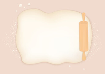 Bread dough and rolling pin background