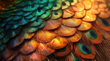 Mesmerizing Peacock Plumage Symphony: A Dance of Emerald, Azure and Gold Hues