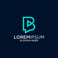 Teal Letter B Logo with Play Button on Dark Background