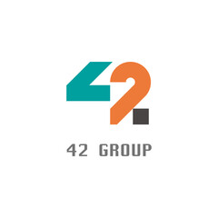 Teal Orange and Gray Geometric 42 Group Logo