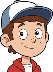Young boy wearing a cap smiles genuinely at the viewer.