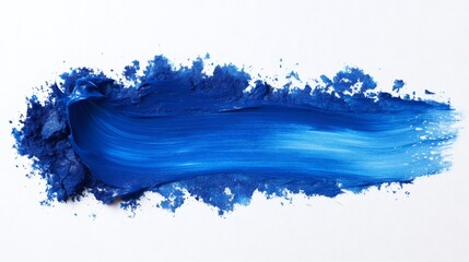 Obraz premium Vivid blue paint stroke creating dynamic texture on white canvas