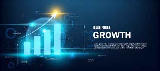 futuristic modern business growth success concept , blue tech abstract background
