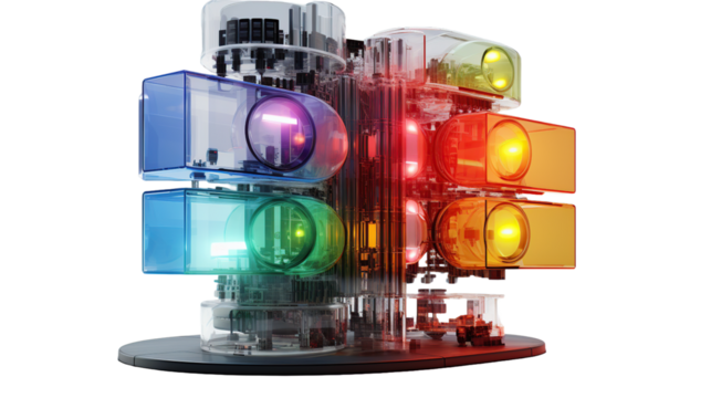 3d traffic lights with transparent background