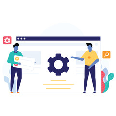 Two People Collaborating On A Webpage Concept