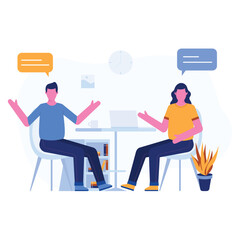 Two People In Discussion During Business Meeting