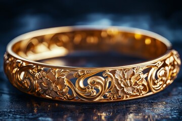 Elegant golden bracelet with floral ornaments, showcasing luxury and craftsmanship