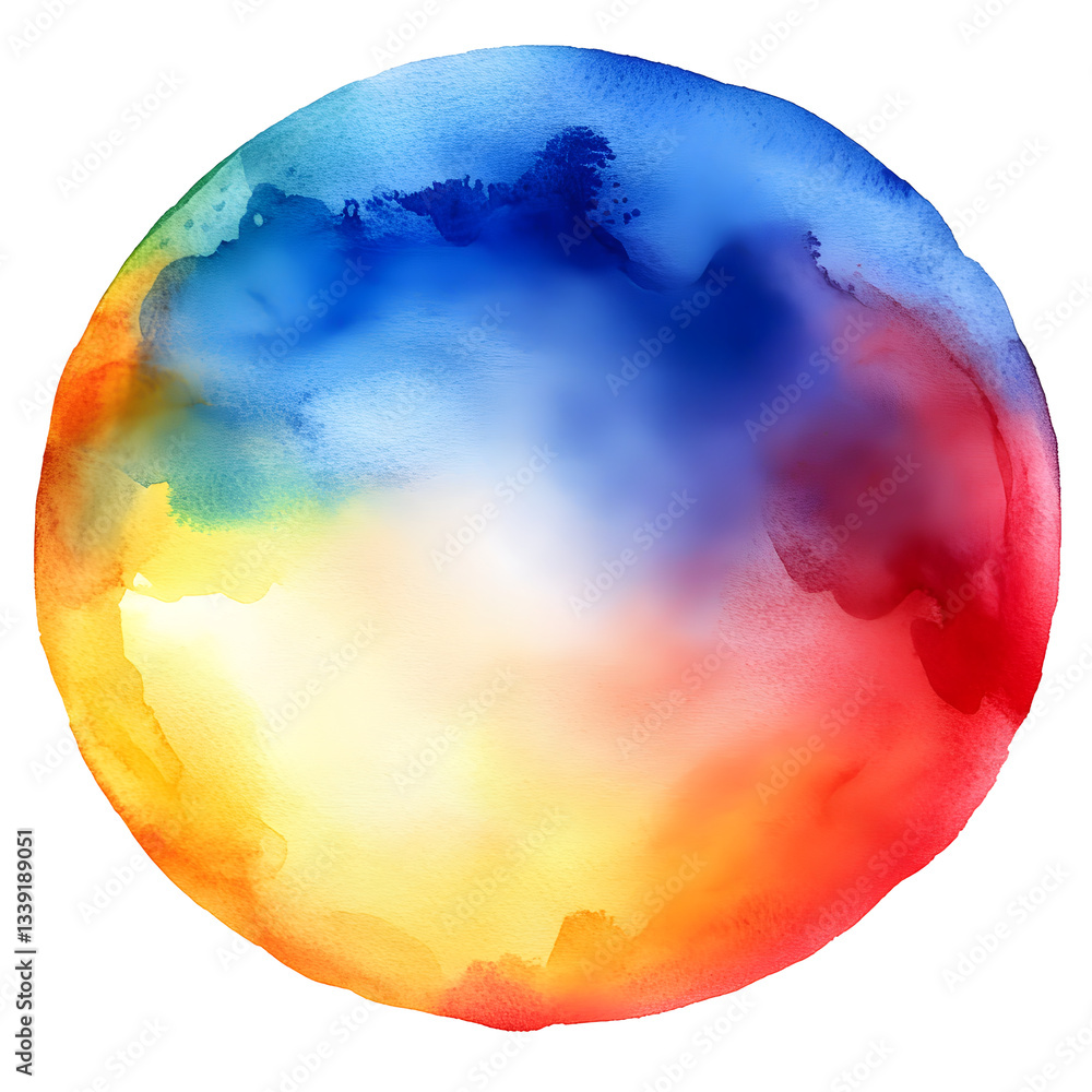 Poster watercolor circle showing a wide range of colors creating a beautiful gradient