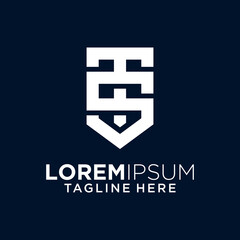 White Monogram Logo on Dark Blue Background