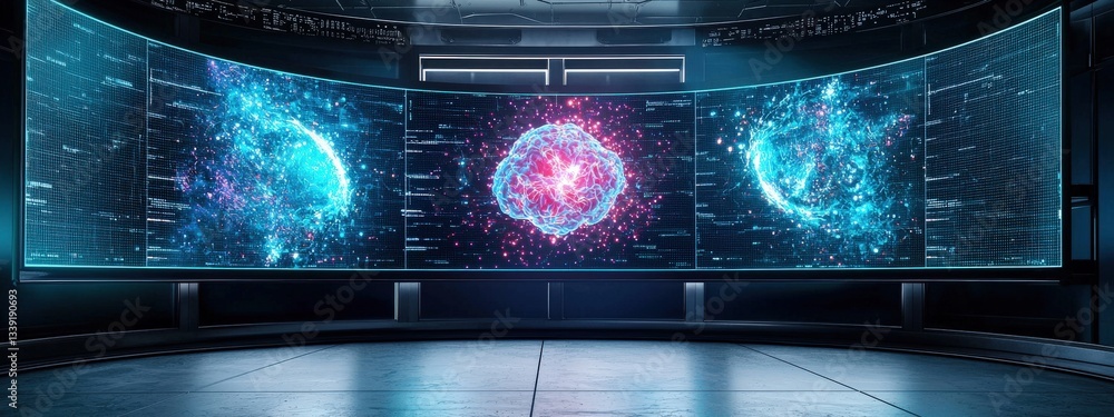 Aufkleber futuristic control room with interactive galaxy visuals and data displays