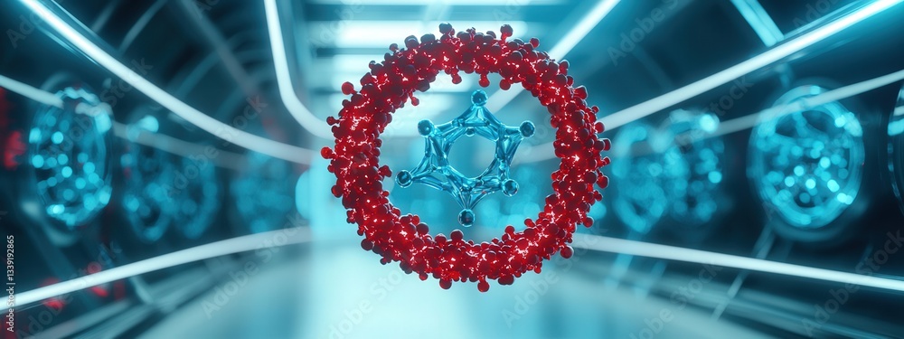 Poster molecular structure visualization in futuristic sci-fi environment