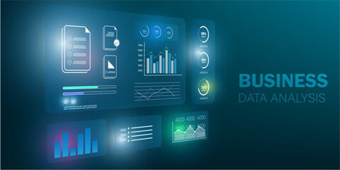  digital background showing business data dashboard analytics,  financial report