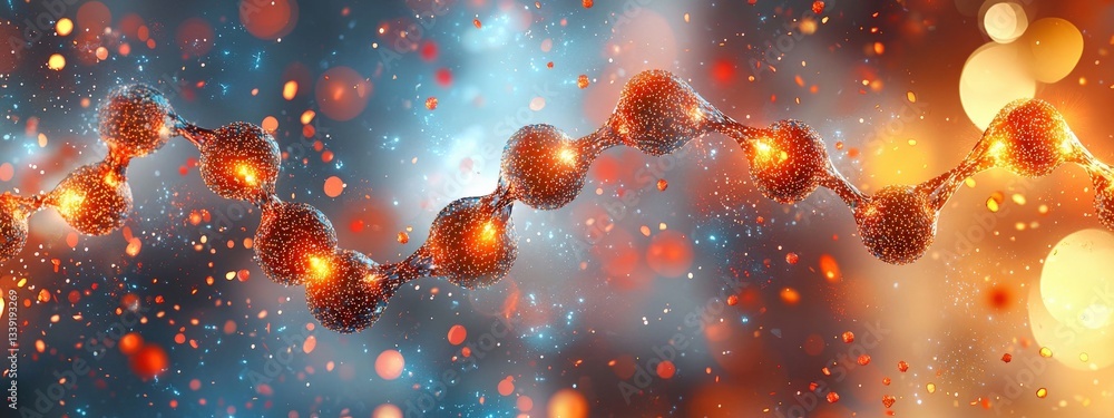 Aufkleber abstract molecular structure with sparkling particles and colors