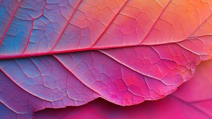 Fototapeta premium Colorful abstract leaf patterns, vibrant gradient hues of pink and purple, ideal for backgrounds or creative projects.