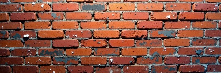 Obraz premium Grimy brick wall, peeling paint, close-up texture, exterior, pattern, peeling paint