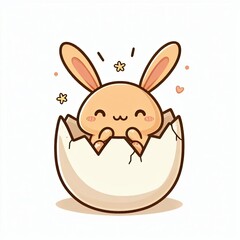 Obraz premium Cartoon Rabbit in Eggshell