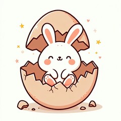 Obraz premium Happy Bunny in Cracked Egg