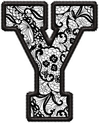 Black Lace Letter Y with Faux Embroidery for Wedding Monogram & Home Decor