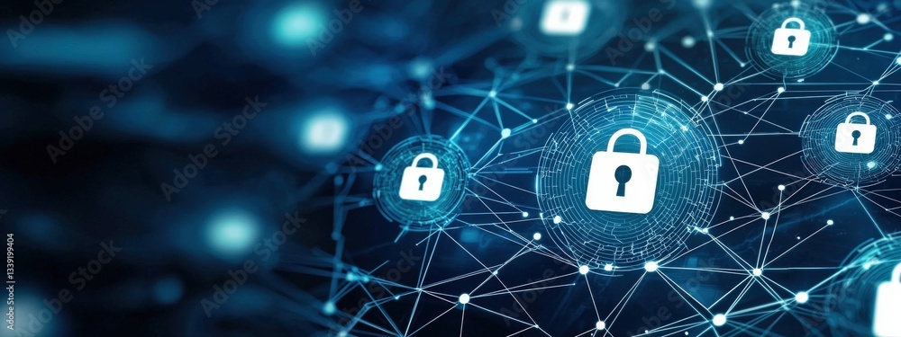 Aufkleber digital network security concept with lock icons and connections