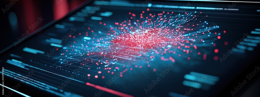 Poster visual representation of data connections and network analysis
