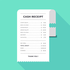 Cash Receipt with Perforated Edge and Long Shadow