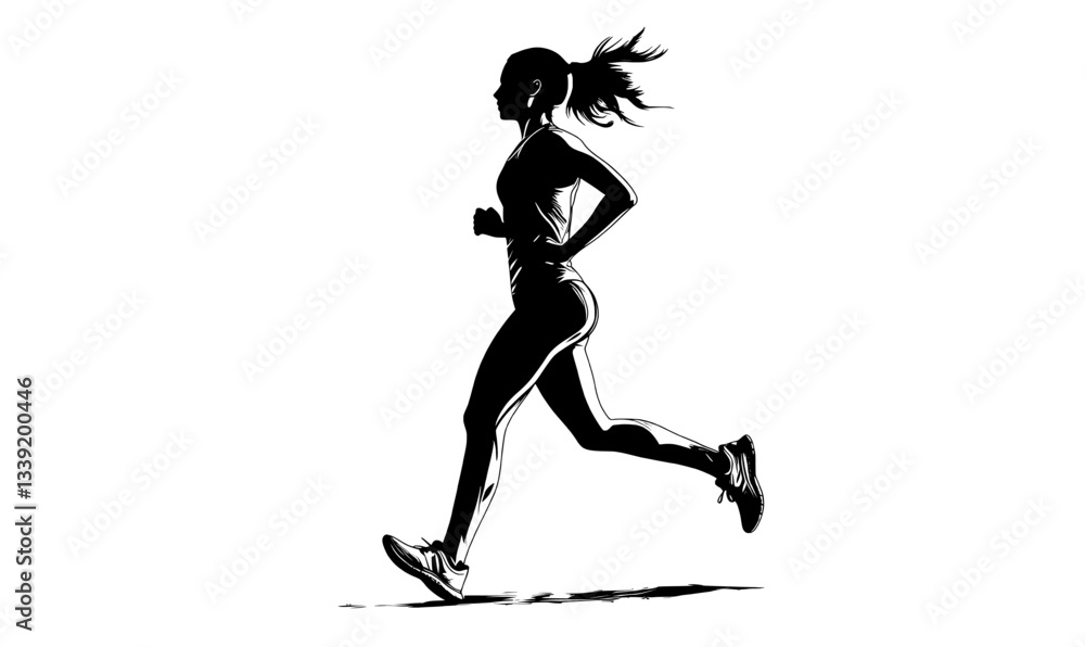 Poster the concept of running is depicted through a minimalist one-line drawing of a runner, emphasizing a 