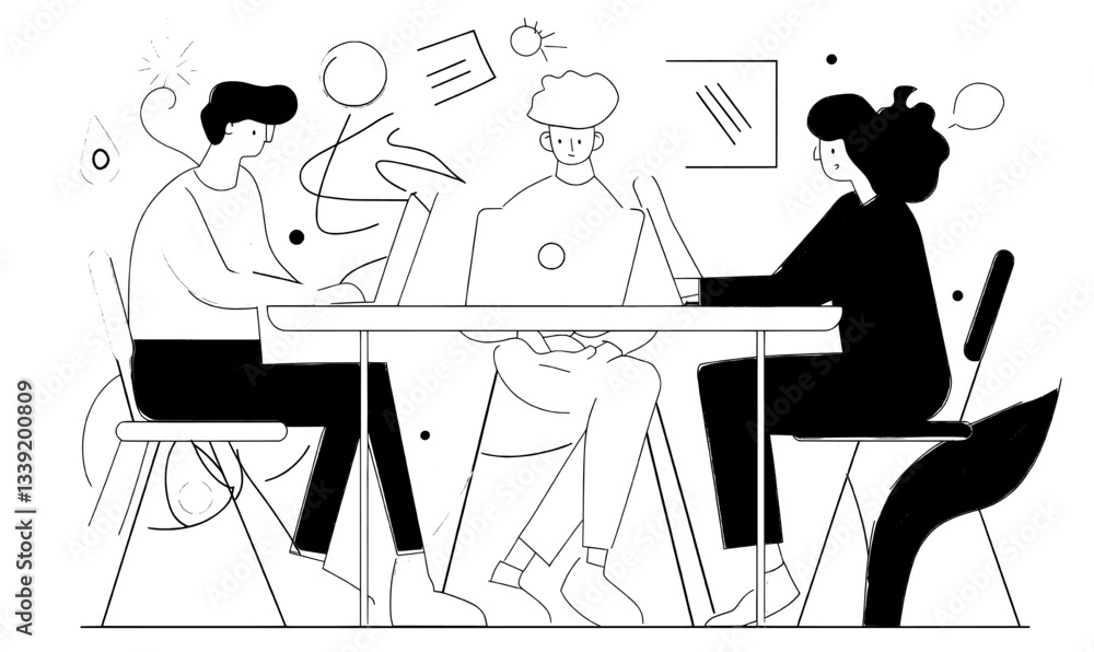 Poster kids engage in collaborative one-line drawing activities, while also enjoying computer games depicte