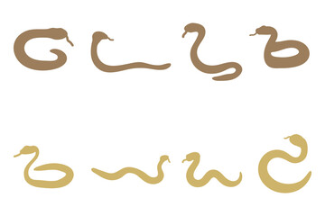 Garter Snake Silhouette Icon Set