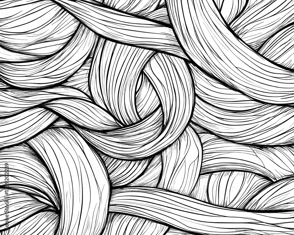 Poster a hand-drawn line art style is used to create an abstract seamless pattern, suitable for textile, fa