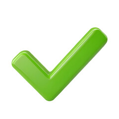 Glossy green checkmark, approval symbol