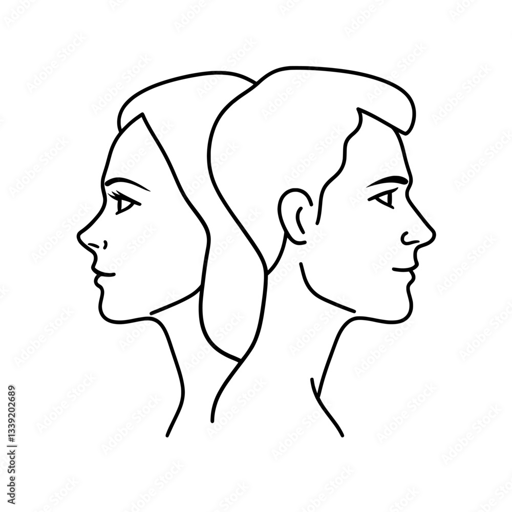 Poster a modern scandinavian design featuring a continuous one line abstract drawing of a couple in trendy 