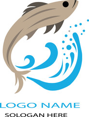 Jumping fish logo icon vector .