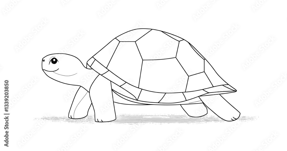 Poster the drawing features a continuous line of a turtle in a simple and minimalist style, presented as a 