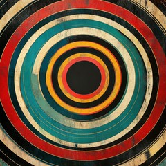 Vintage vinyl recordinspired concentric lines with retro multicolor hues