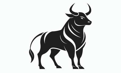 Bull silhouette, bull icon vector, cow silhouette illustration