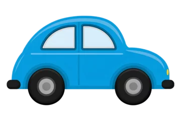Fotobehang Cute blue cartoon car illustration. © MD