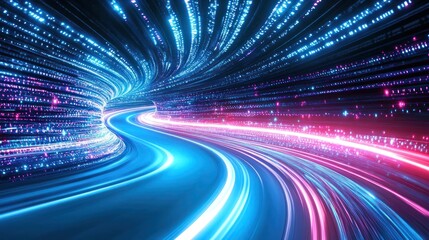 Fototapeta premium Digital Highway: A Journey Through the Neon Nebula