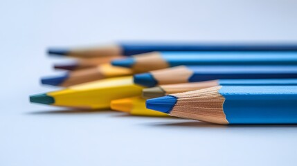 Close-up Colorful Pencils Row Art Supplies
