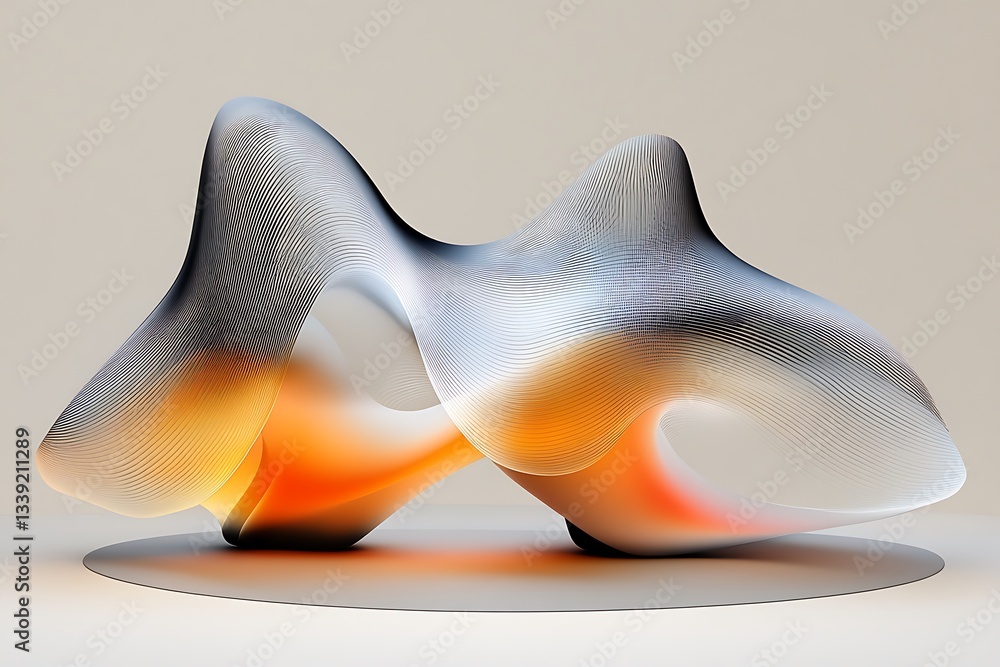 Poster abstract flowing gradient structure with organic shapes in a surreal composition