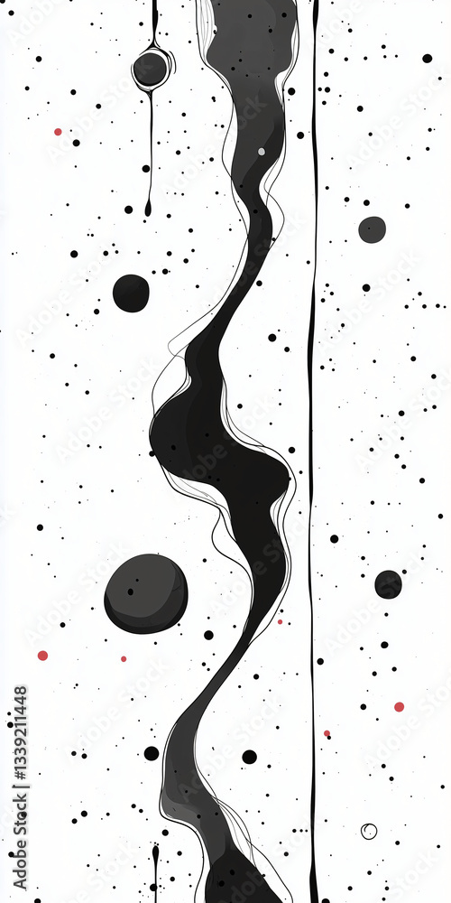 Poster abstract ink flow: a high-angle close-up showcases a captivating abstract composition formed by the 