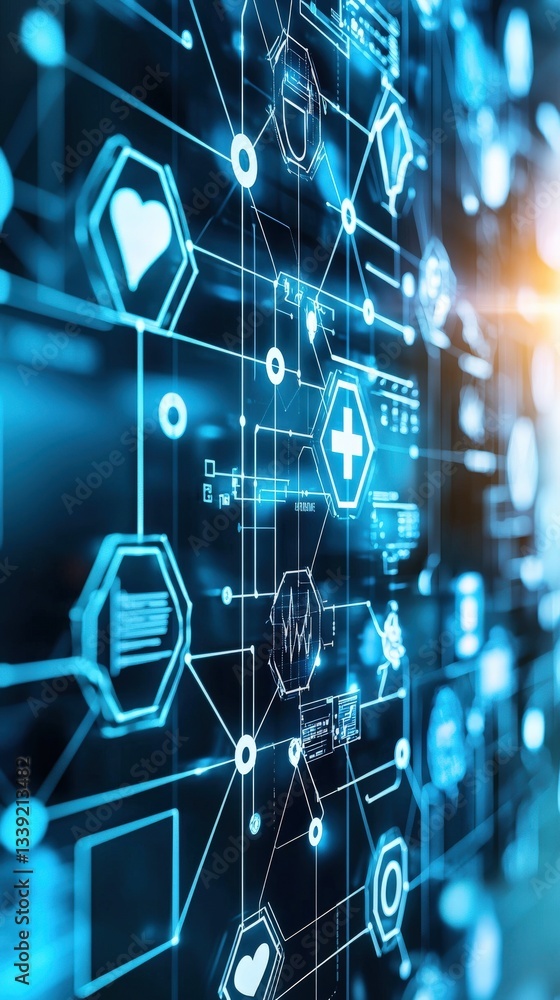 Poster abstract digital network and technology background with icons