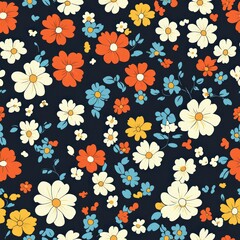 Seamless decorative flowers pattern