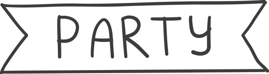 Doodle party banner icon. Abstract simple hand drawn sketch element, cute marker pen scribble sign. Vector border garland and frame icon.