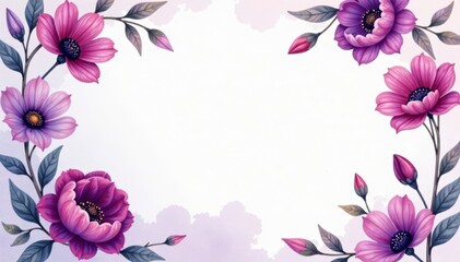 Elegant purple watercolor floral funeral program design, bloom, celebration